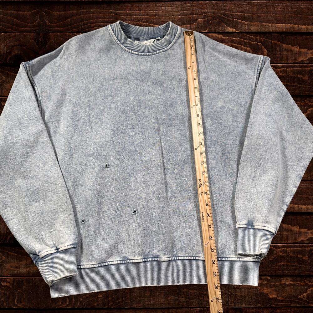 Free People Falling Forward Snow Washed Destroyed Acid Wash Oversized Crew XS - Picture 7 of 8